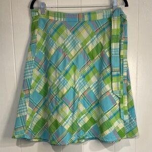 Women’s Green & Blue Plaid Wrap Skirt